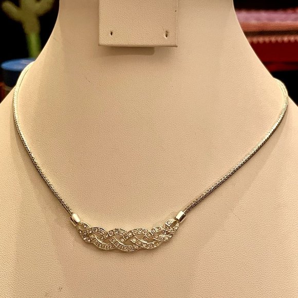 4 for $20 Sale Roman Jewelers Crystal Pave Silver Necklace - Picture 4 of 8